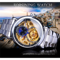 Forsining 132 White Golden Automatic Wrist Watches Silver Stainless Steel Men Mechanical Watch Top Brand Luxury Design